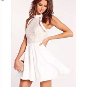 SOLD Missguided White Mesh Lace Top Skater Dress